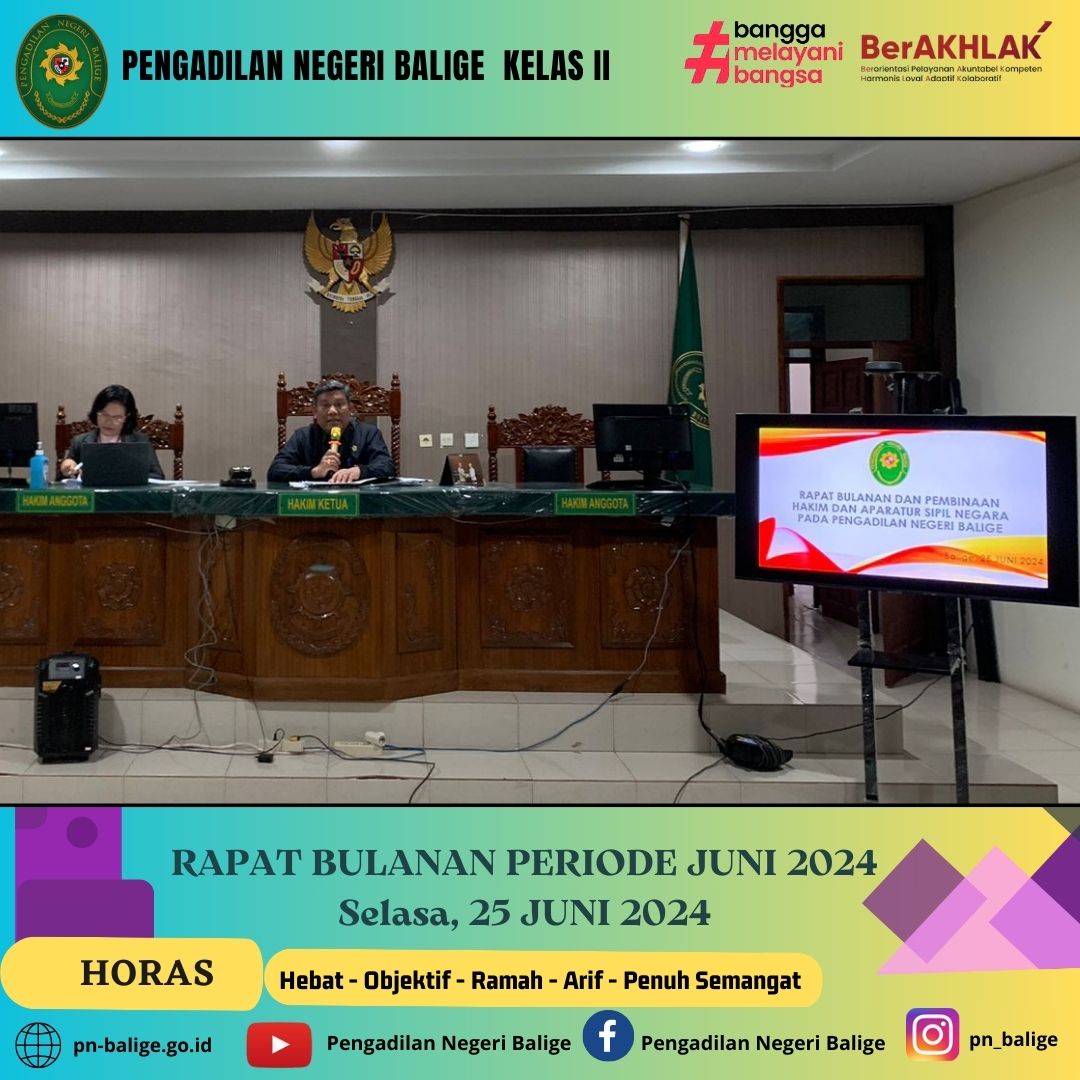 RAPAT BULANAN PENGADILAN NEGERI BALIGE PERIODE JUNI 2024